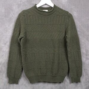 CREWCUTS Roll Neck Textured Knit Cotton Sweater Green Youth Boys Sz XL 12/14